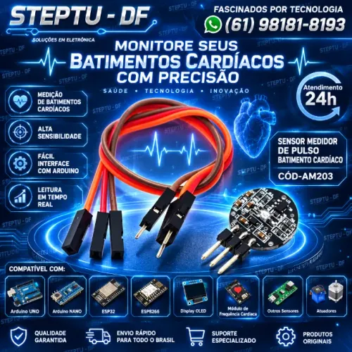 Sensor Medidor De Pulso Batimento Cardiaco Arduino Automação Robotica COD-AM203
