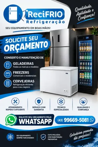 Conserto de geladeira, freezer e cervejeira.