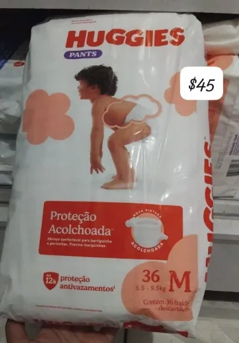 Fralda Huggies M - 1pct:  $45,00