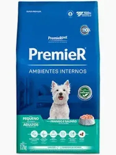 Ração Premier Ambiente Interno Porte Pequeno Sabor Frango e Salmão