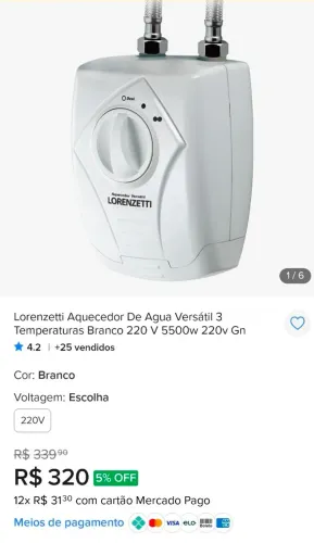Aquecedor elétrico Lorenzete