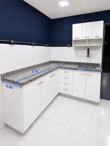 Cozinha bancada em granito com armário em MDF