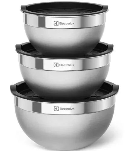 Conjunto de Bowls Tigelas de Inox com Tampa Plástica Electrolux