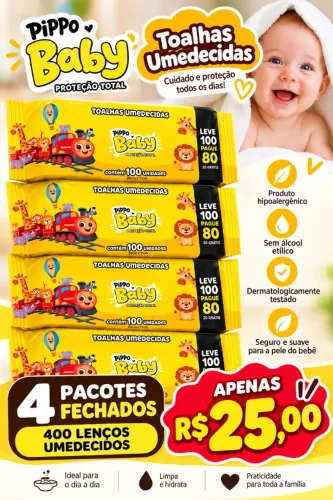 ? Toalhas Umedecidas Pippo Baby - 4 Pacotes por R$ 25!