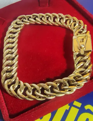 Pulseira Cartier Elos Duplo Ouro 18 Kilates Peso 25.00 Gramas 22 cm 12 mm Oca