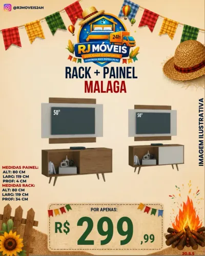  painel + rack   Málaga - tv até 50 polegadas novo