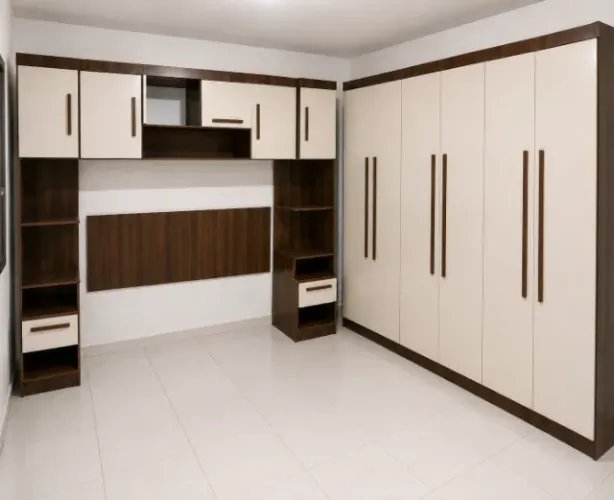 Dormitório Modulado Planejado - Guarda-Roupa 6 Portas + Ponte Aérea + Criados