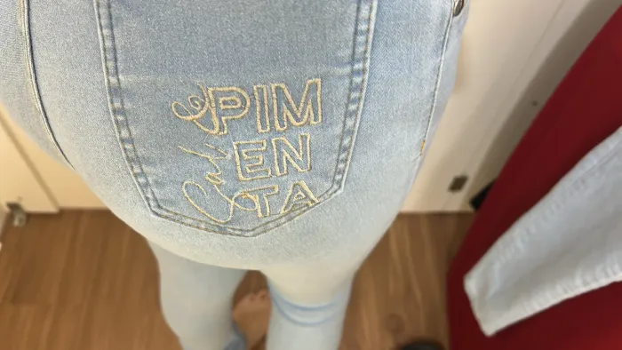 Calça sal e pimenta original cor clara - Tam 38