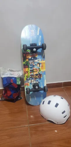 Skate Infantil Iniciante Radical Pixel Bel Preta + Kit completo de proteção 