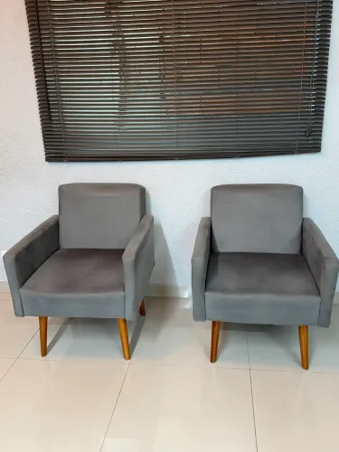 2 Poltronas suede cinza