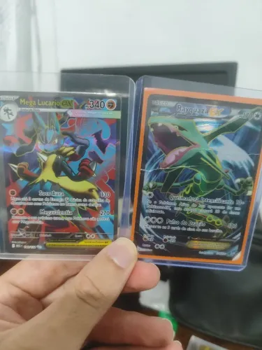 Cartas Pokémon Mega Lucario NM e Rayquaza Ex D