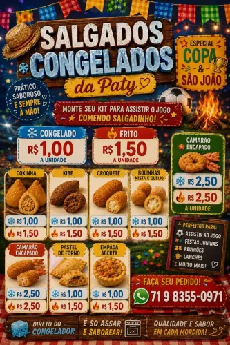 Salgados congelados e fritos