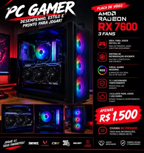 RX 7600 3 Fans Excelente!