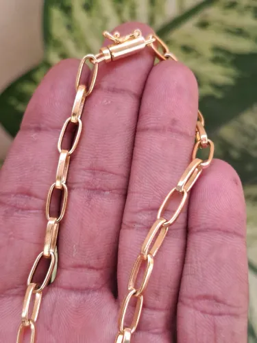 Corrente Meia Cana 5mm/ 70cm Banhada a Ouro18k