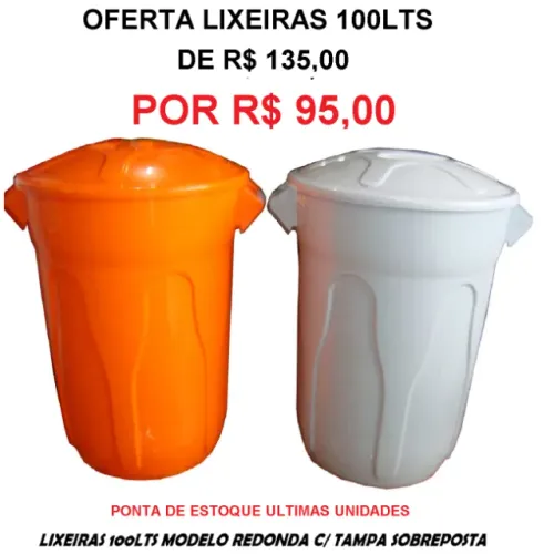 Lixeiras 100lts redonda c/ tampa sobreposta