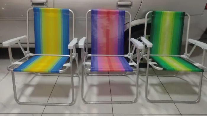 Cadeiras de praia, jardim ou piquenique.