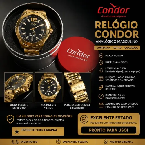 Relógio Analógico Condor Modelo Premium