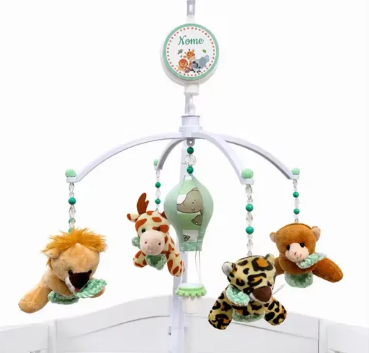 Móbile Musical para Berço Safari/Animais Selva Balão e Naninha NOVO