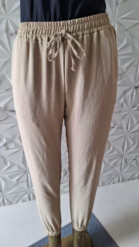 Calça jogger bege nude feminina 38