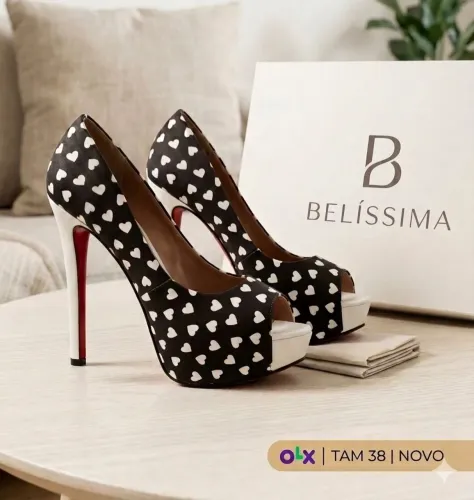 Sapato Peep Toe da marca Belíssima, tamanho 38, totalmente novo e sem uso (na cx original)