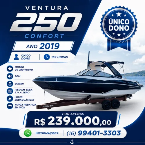 Lancha ventura 250 único dono