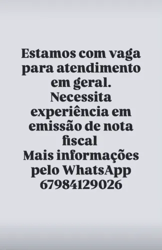 Vaga para auxiliar de atendimento