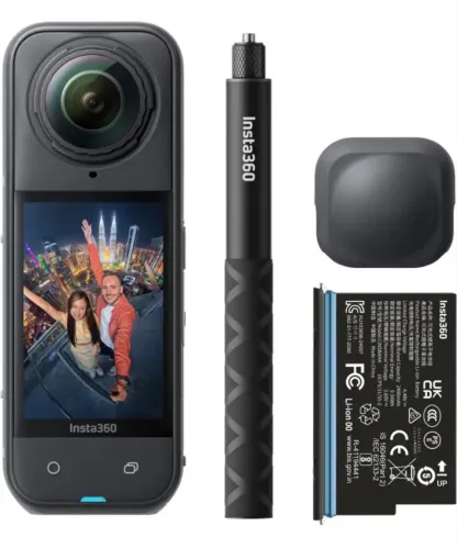 Câmera de Ação Insta360 x5 8k + pau de selfie inviável original + protetor de lente