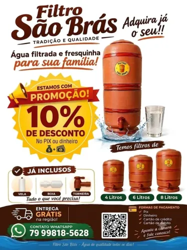 FILTRO DE BARRO SAO BRAS/NOVO DE FÁBRICA.