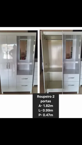 Guarda roupas solteiro com espelho e penteadeira