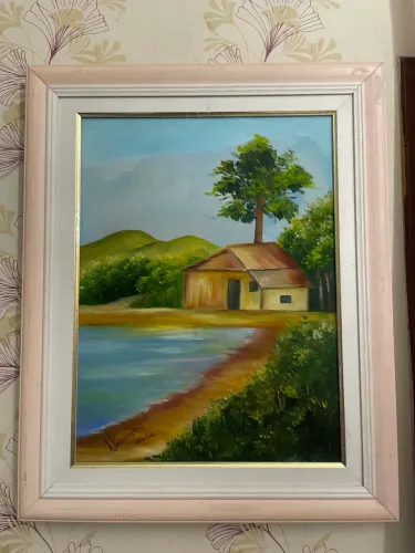 Quadro casinha a beira do rio