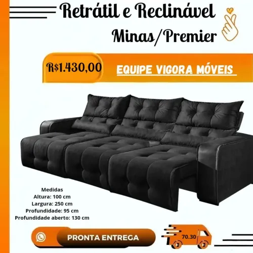 Sofá Retrátil e Reclinável Minas Premier