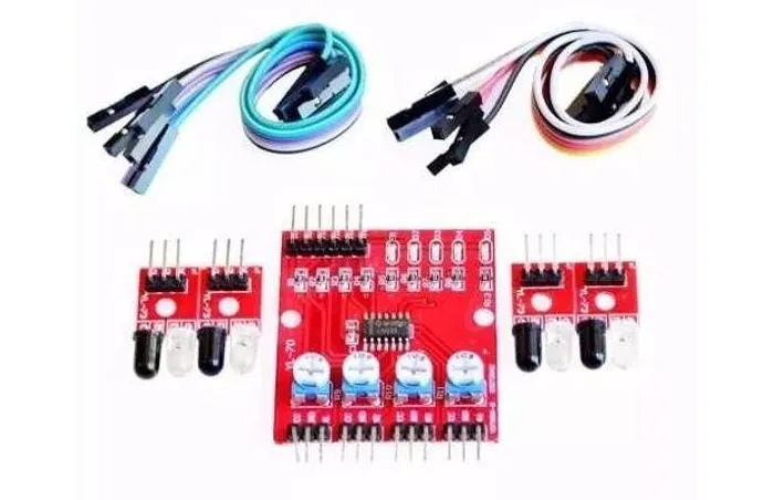 COD-AM137 Sensor Obstáculo Linha Infravermelho 4 Canais Ajust Arduino Automação Roboti