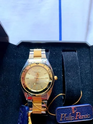Relógio Feminino Dourado Com Prateado Philip Persio Original