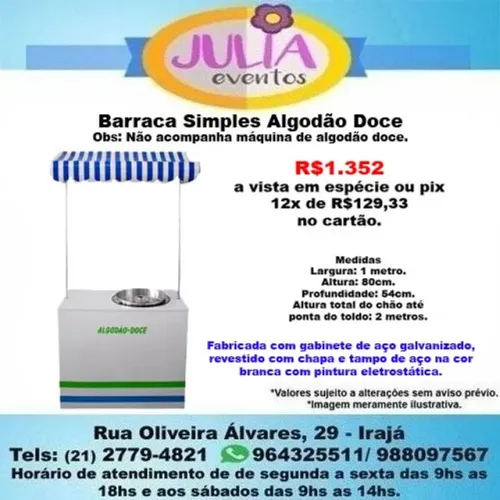 Barraca Simples Algodão Doce - Sem máquina
