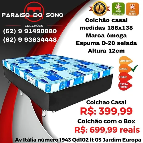 Colchão casal mais box espuma D20 entrego hoje