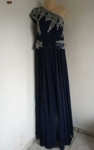 Vestido de festa azul marinho