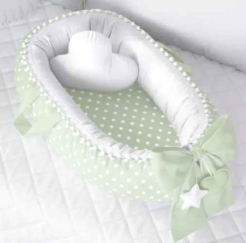 Ninho para Bebê - Macio e Confortável - Verde e Branco