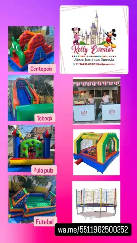 Briquedos inflável e barraca gourmet 