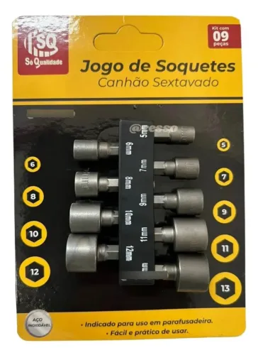 Jogo soquetes sextavados catraca para parafusadeira