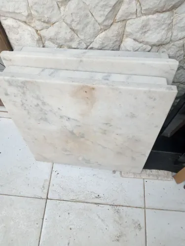 Par de pedra mesa de mármore branco, sem os pés - 2 peças