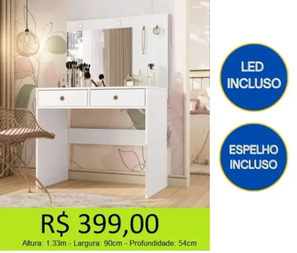 Penteadeira com espelho e led incluso