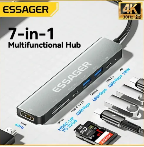 Hub Essager-Usb Tipo-C para Hdmi