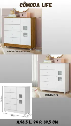 Cômoda Gaveteiro Infantil Life - Já Entrega e Monta na Hora