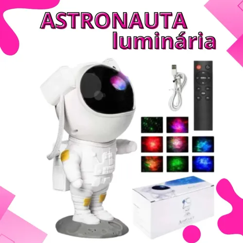 Luminária astronauta com controle remoto e base para os pés