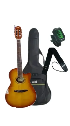 Kit Violão Condor Tipo Flat Cn85 Avs Nylon Eletroacustico C/Capa + Correia MXT + Afinador