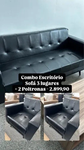 Conjunto Escritório Sofá 3 lugares + 2 Poltronas - LOJA IKONMIXOFFICE 