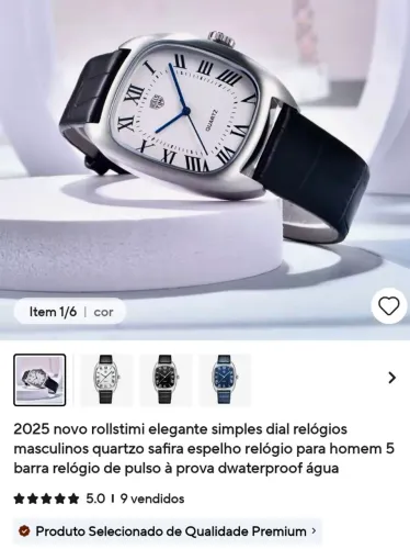 Relógio Rolls Timi Quartzo vidro cristal de safira.