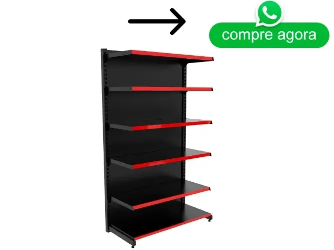 Gôndola de Parede Inicial Polar Preto - 1,96m 30x40