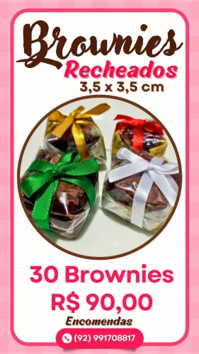 Mini Brownies Recheados Para Natal, confraternizações, festas, aniversarios