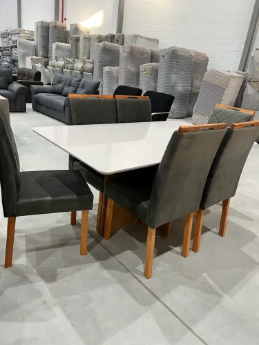 Mesa 1,60 com 6 Cadeiras NOVO BLACK WOW